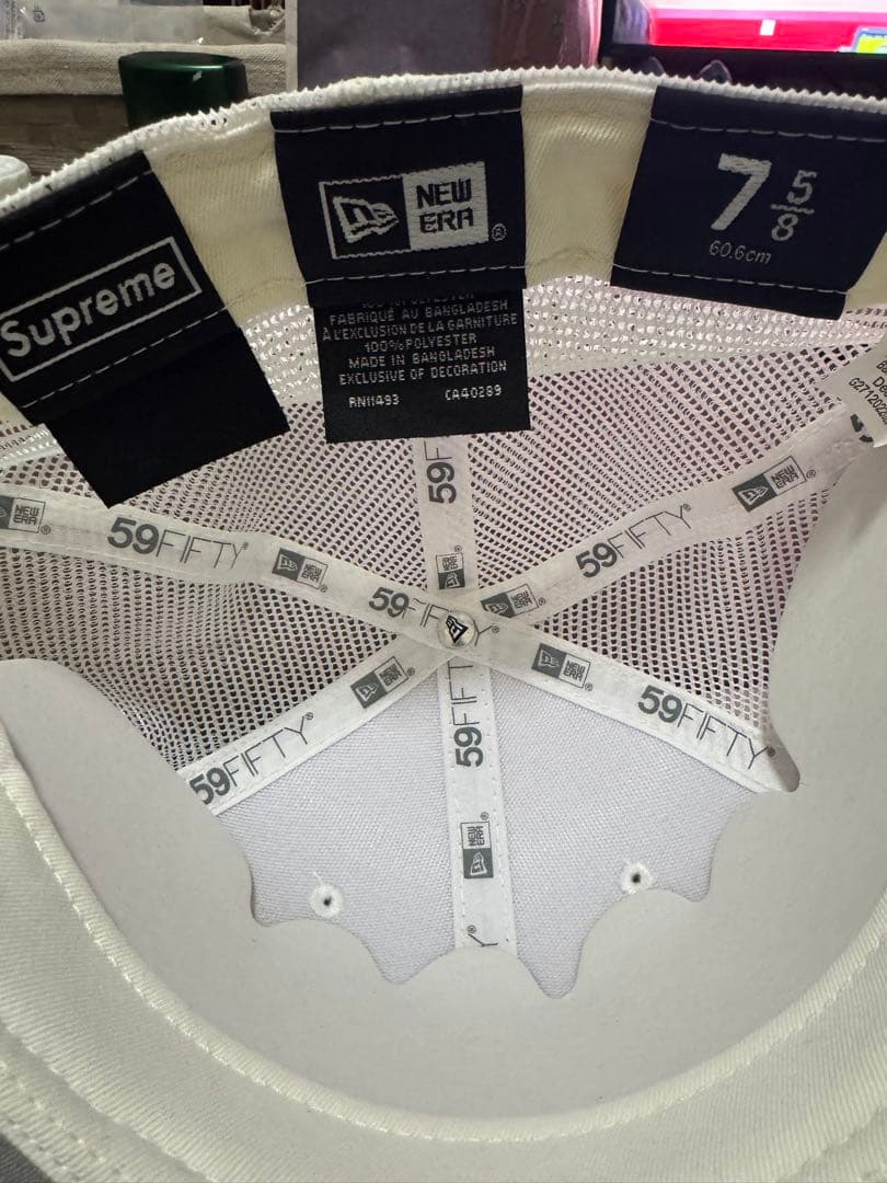 Supreme 59FIFTY ホワイトキャップ 7 5/8