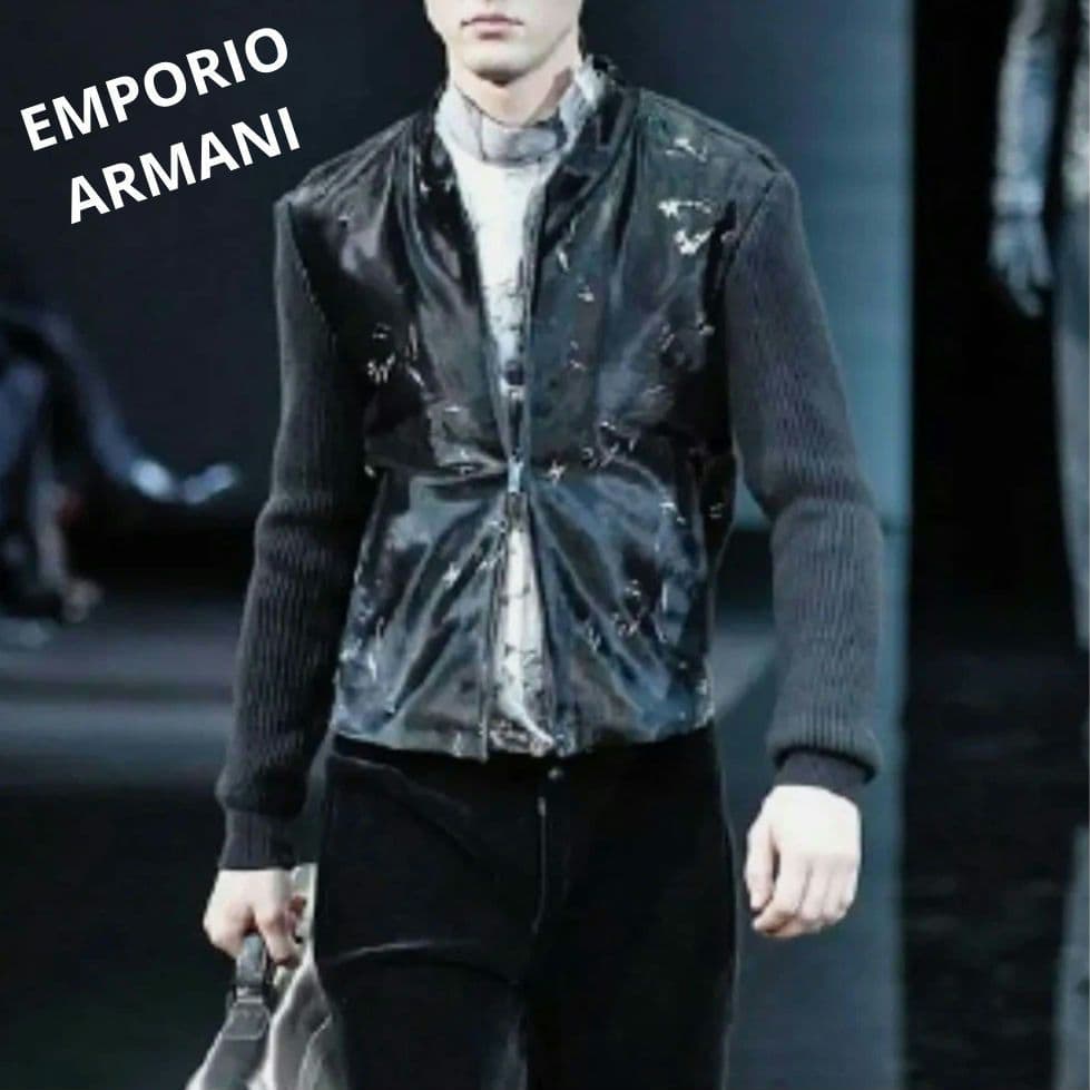 超希少 エンポリオアルマーニ ブラックポニー ハラコ毛皮 セーター ジャケット