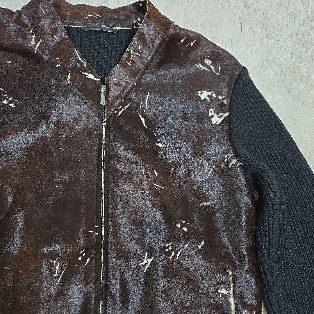 超希少 エンポリオアルマーニ ブラックポニー ハラコ毛皮 セーター ジャケット