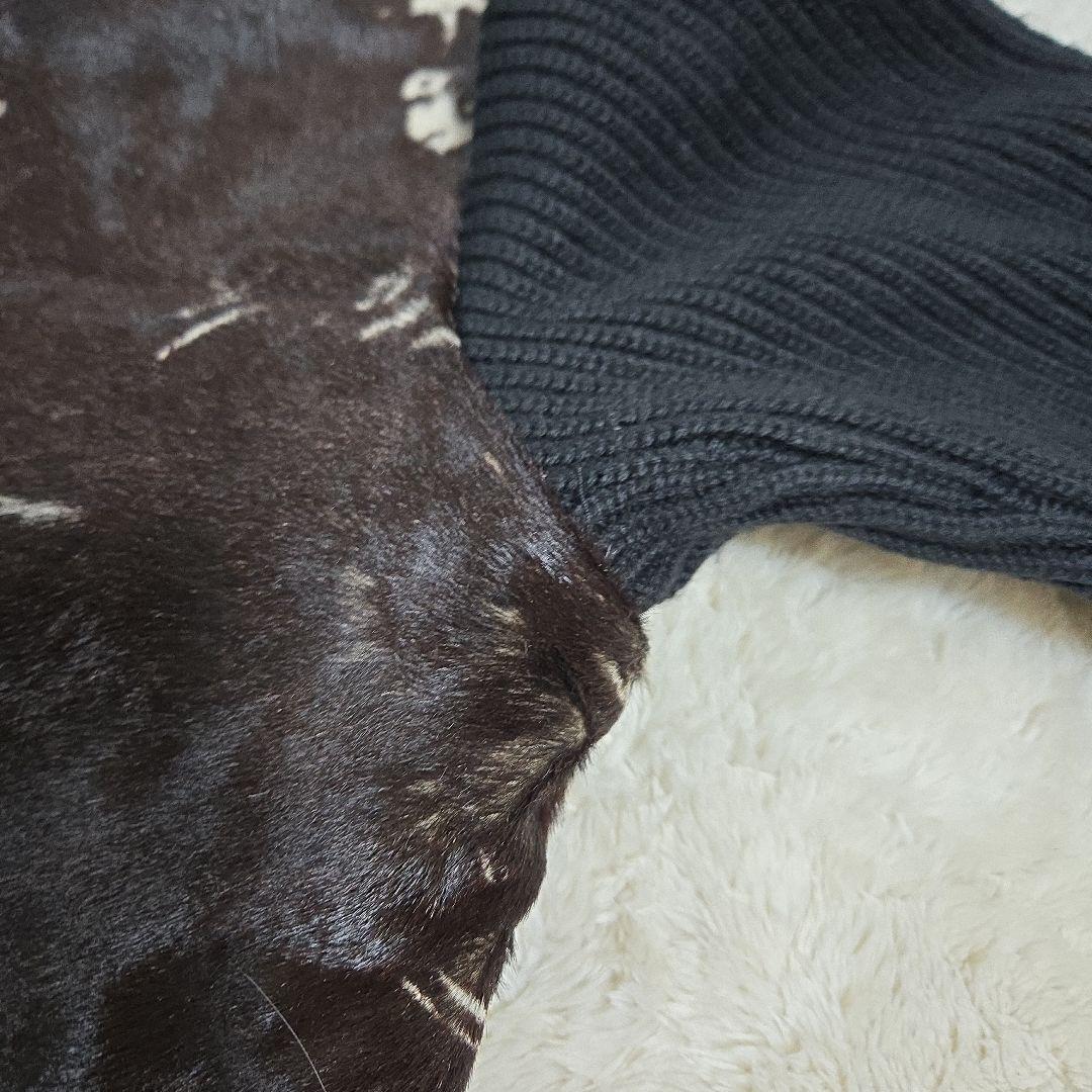 超希少 エンポリオアルマーニ ブラックポニー ハラコ毛皮 セーター ジャケット