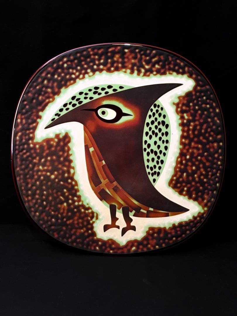 ビンテージ　稀少品　絵皿　フクロウ　大皿　プレート　飾り皿