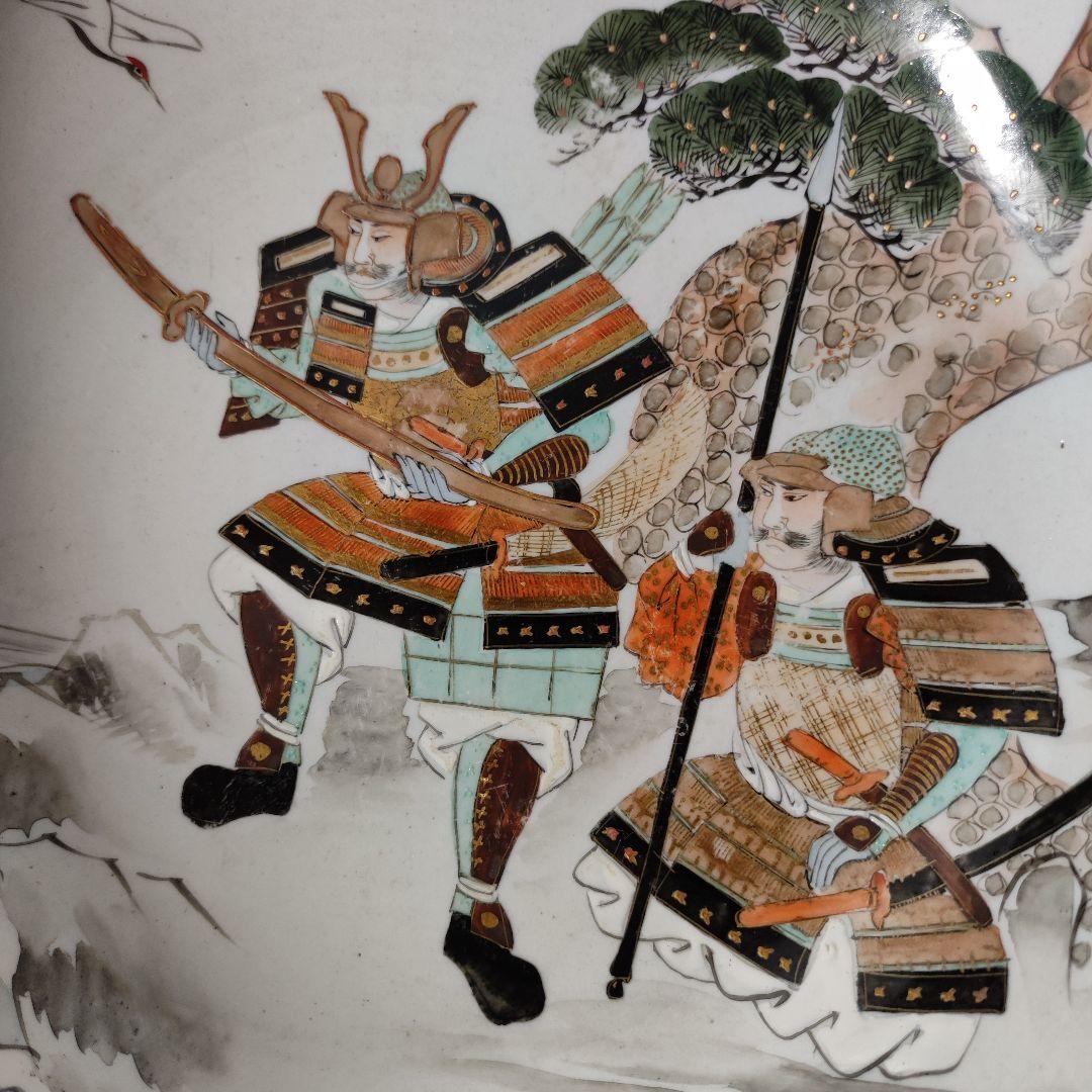 九谷焼　細密武者絵図大三ツ鉢　明治時代