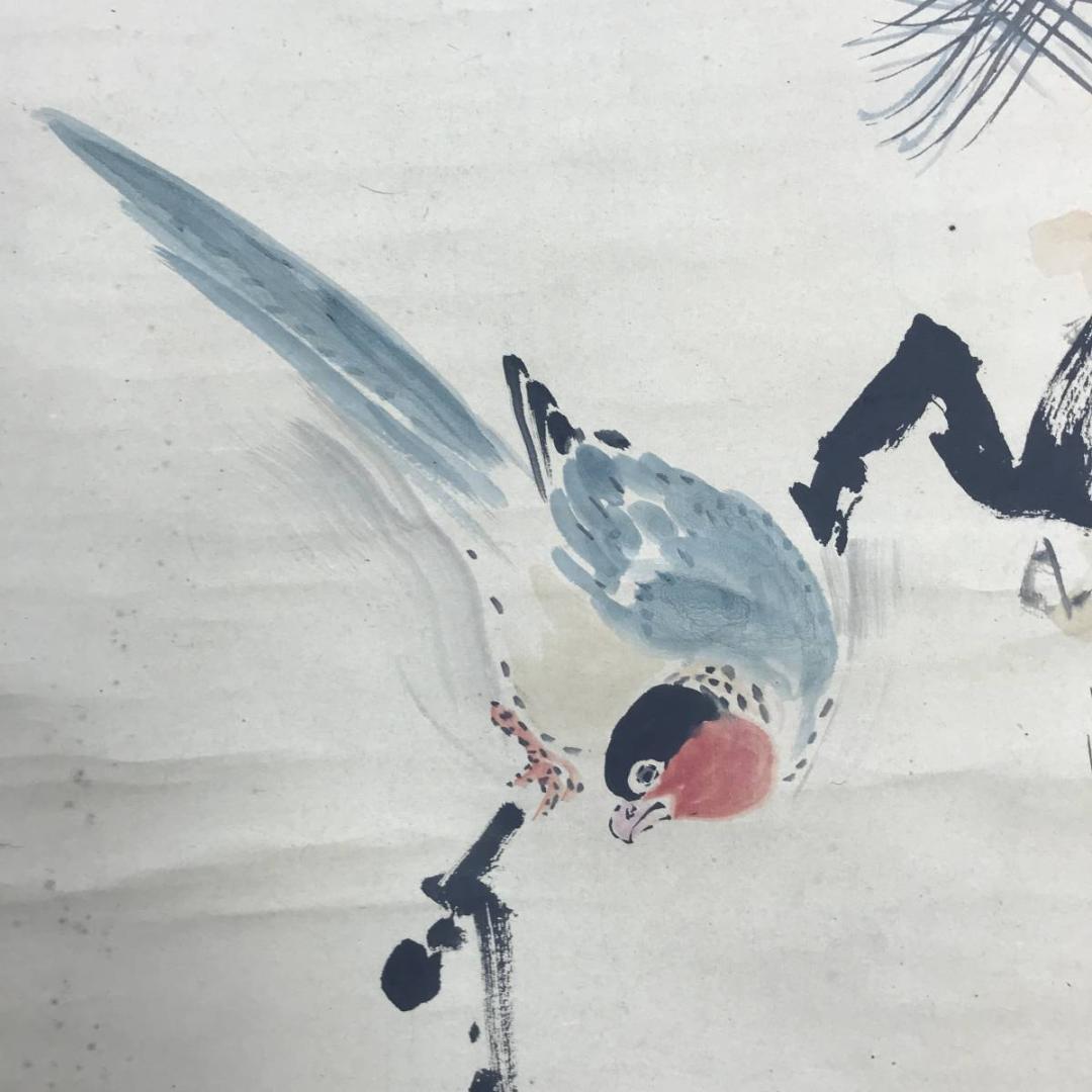 真作/狩野岑信/桃仙人花鳥図/東方朔/尾長鳥図/三幅対/名家伝来/AE-205