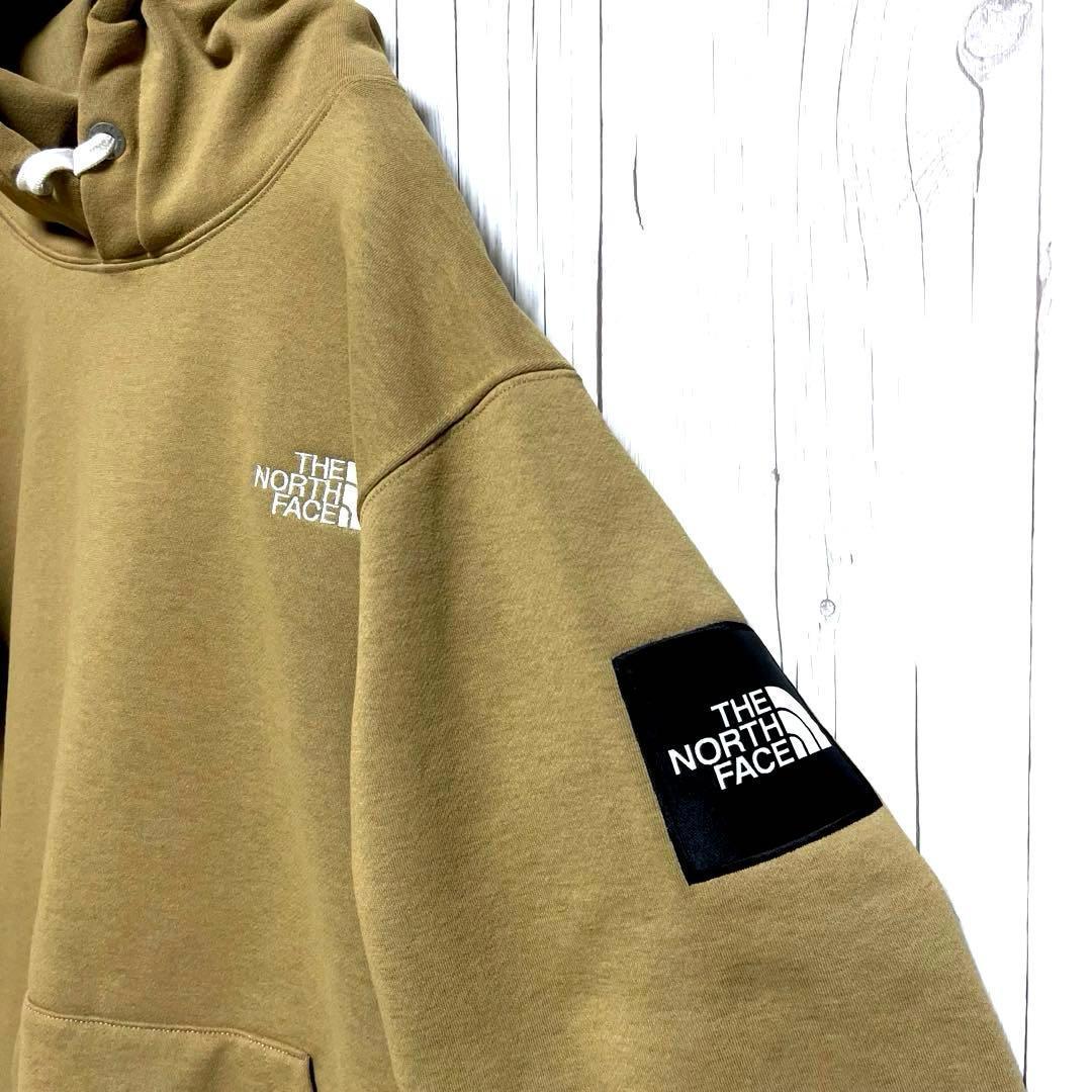 売切人気モデル◆ノースフェイル　スウェットパーカーMカーキ　スクエアロゴフーディ