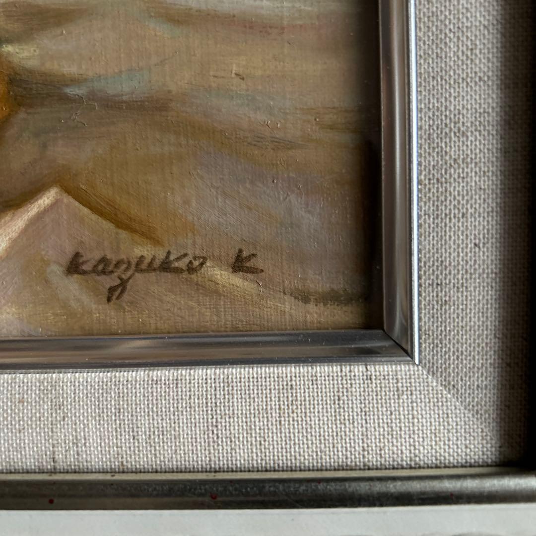 絵画　油彩画　少女　岸本和子　「明日へ」