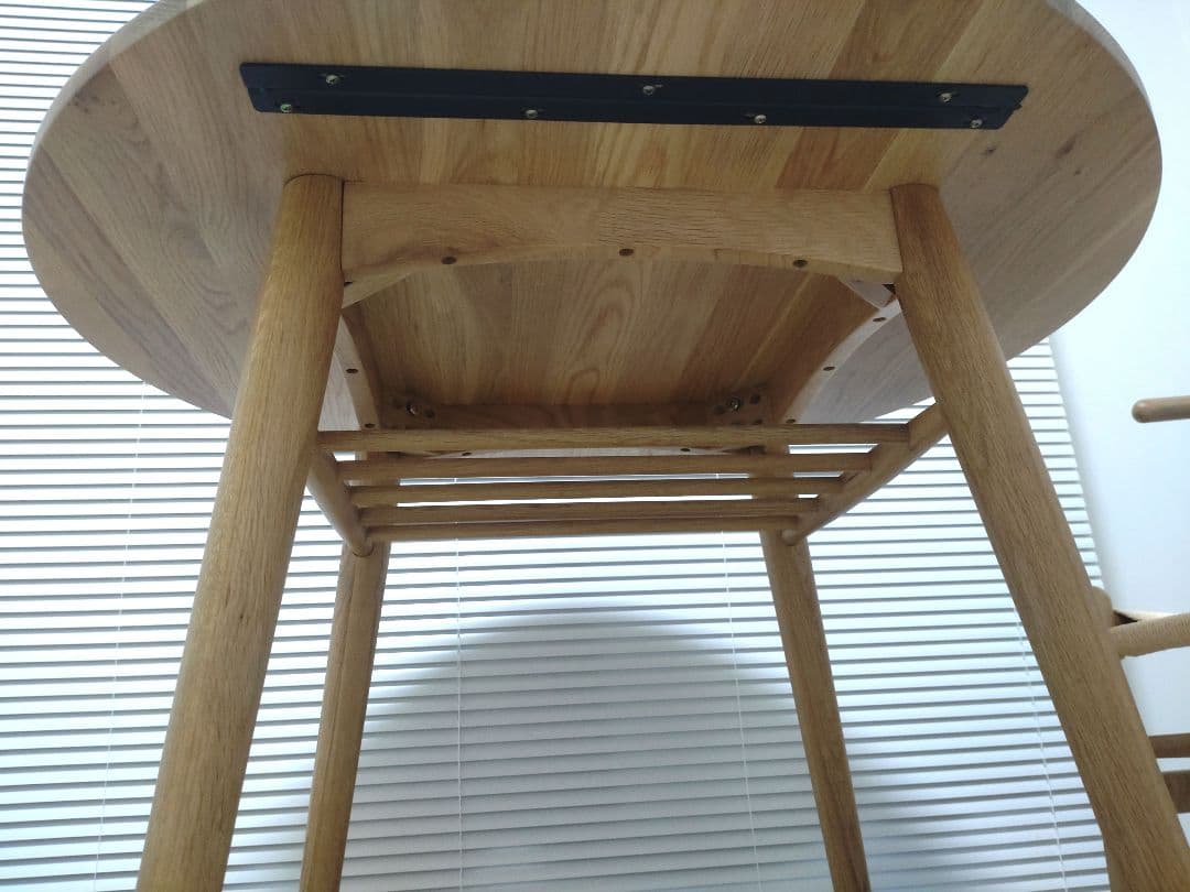 天然木オーク無垢材使用　ラウンドテーブル90cm