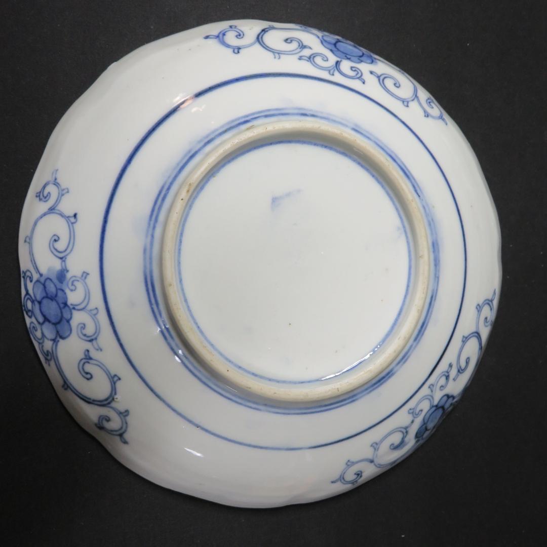 中皿 5枚 金彩 色絵付 歪み 窯傷 松竹梅 花文様 唐草 江戸 明治