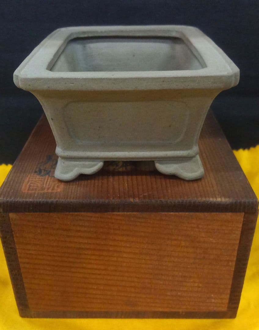 001.【寿悦】ミニ盆栽鉢/植木鉢/木箱付き