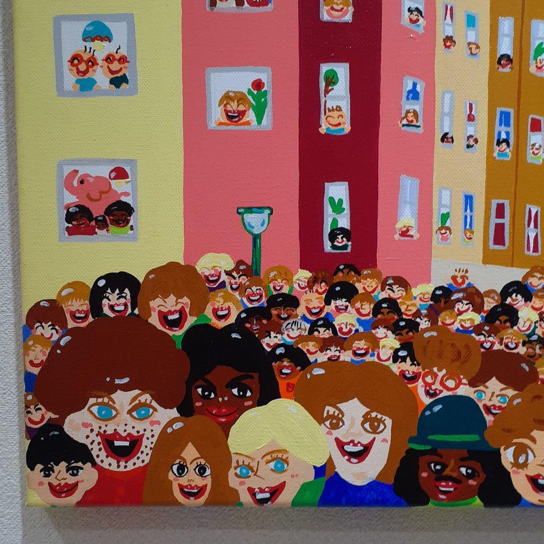 ハッピーベルリン　画家　小楠アキコ作品　アクリルガッシュ50×70cmキャンバス