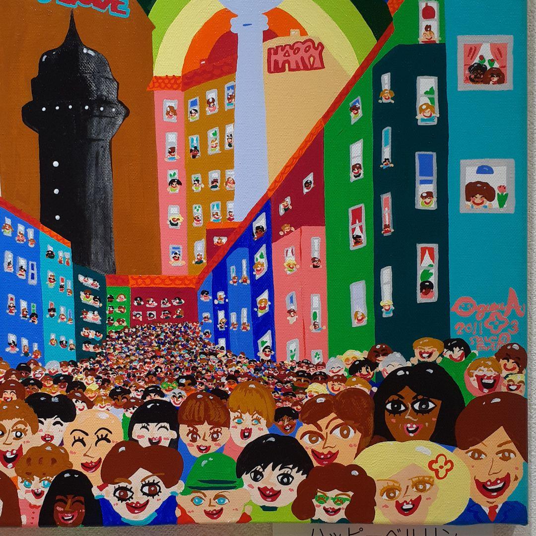 ハッピーベルリン　画家　小楠アキコ作品　アクリルガッシュ50×70cmキャンバス