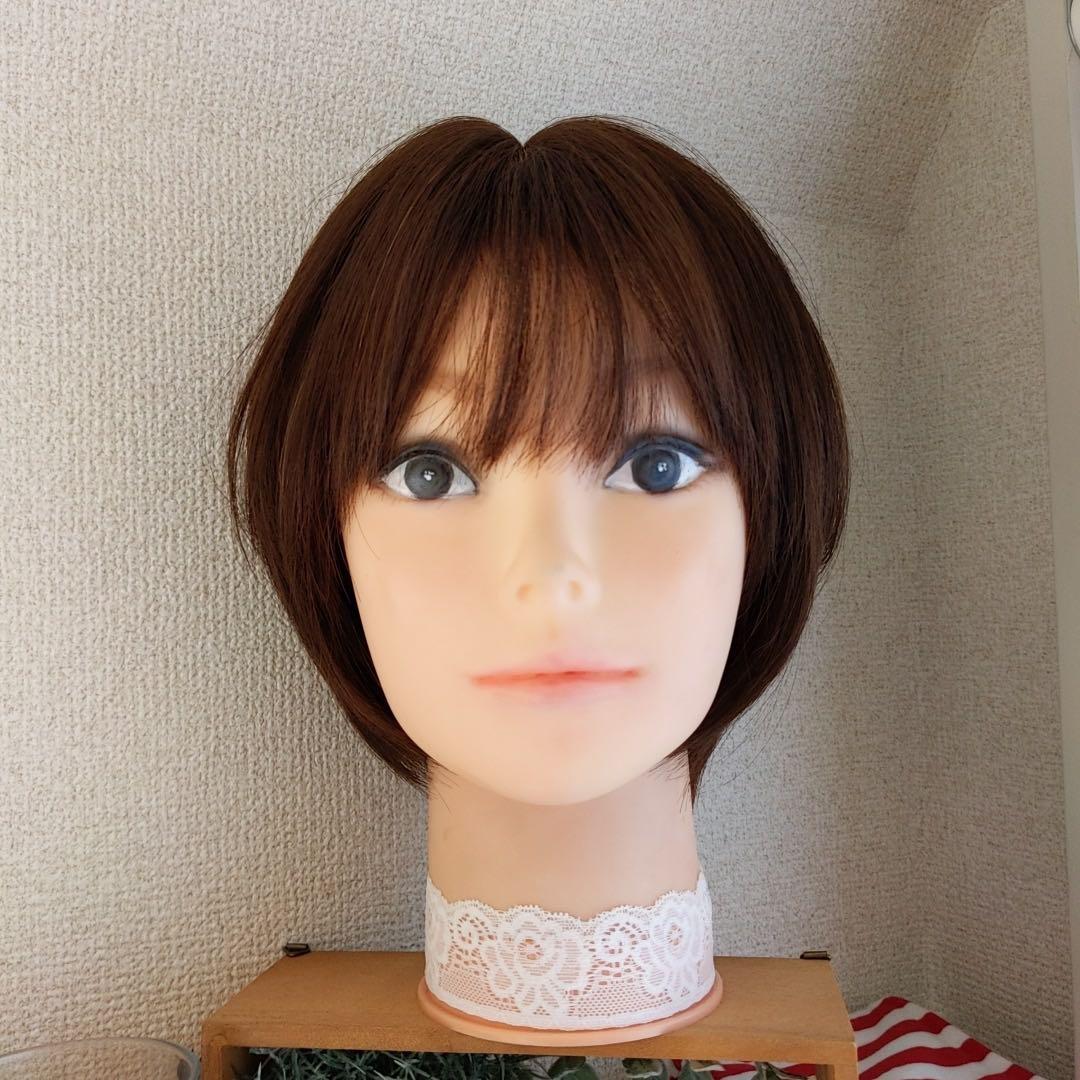 ★サラサラ高級人毛100%★ショート　ブラウン　フルウイッグ　かわいいかつら