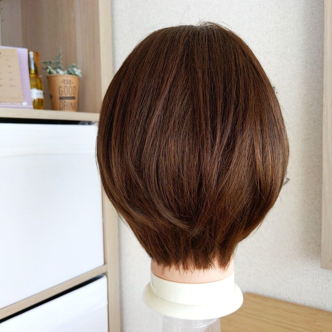 ★サラサラ高級人毛100%★ショート　ブラウン　フルウイッグ　かわいいかつら