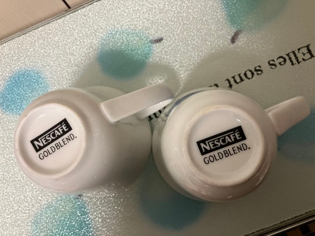 昭和レトロ頃　非売品Nescafé景品　白 マグカップ ブルーの星座柄2個セット