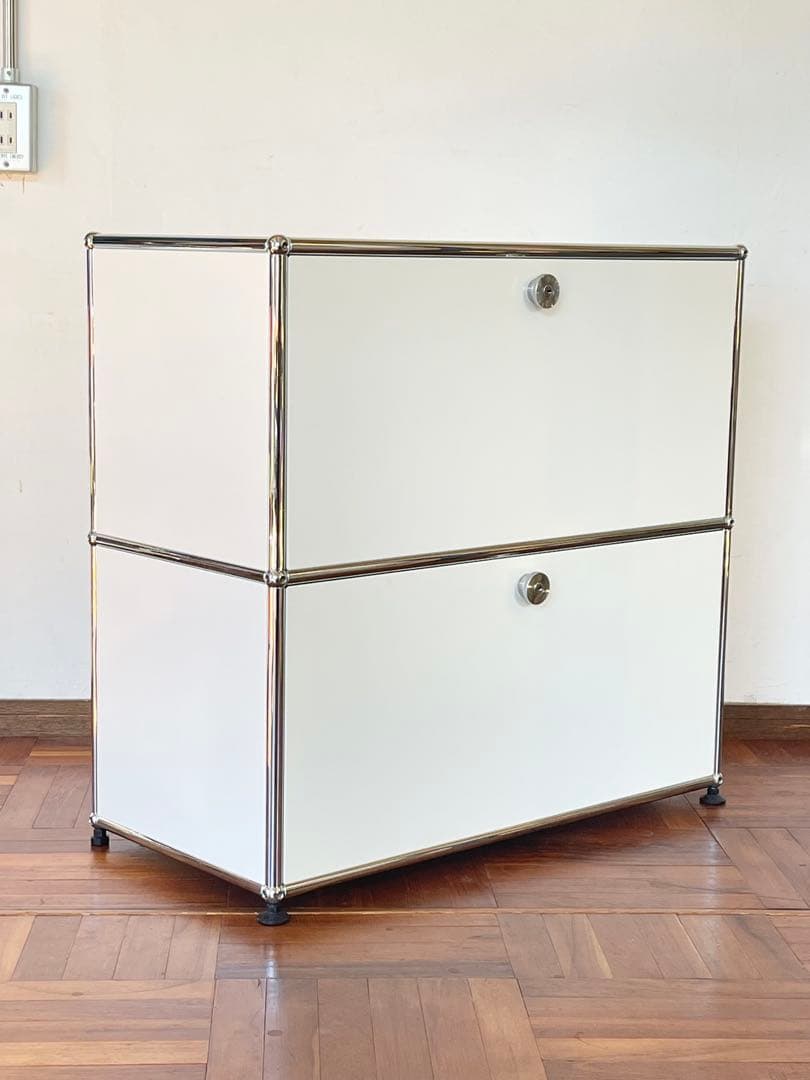 USM ハラー 1列 2段 ドロップダウン キャビネット ピュアホワイト