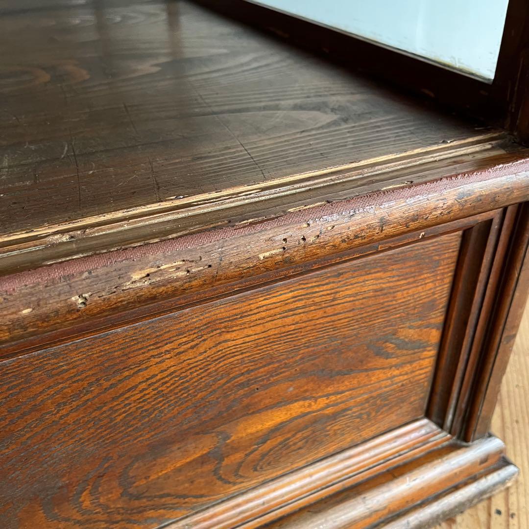 アンティーク ガラス ショーケース カウンター ゆらゆらガラス 無垢材 店舗什器