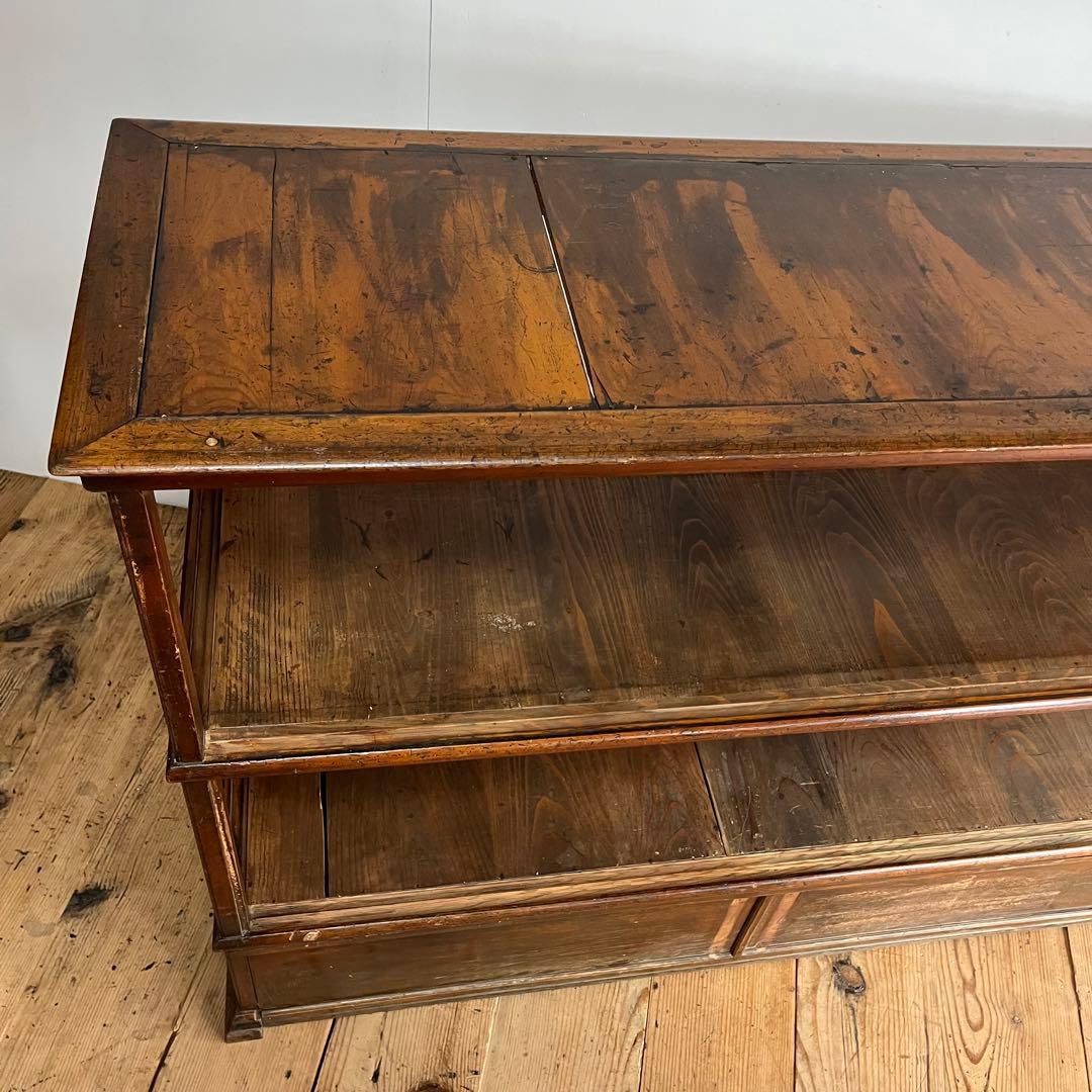 アンティーク ガラス ショーケース カウンター ゆらゆらガラス 無垢材 店舗什器