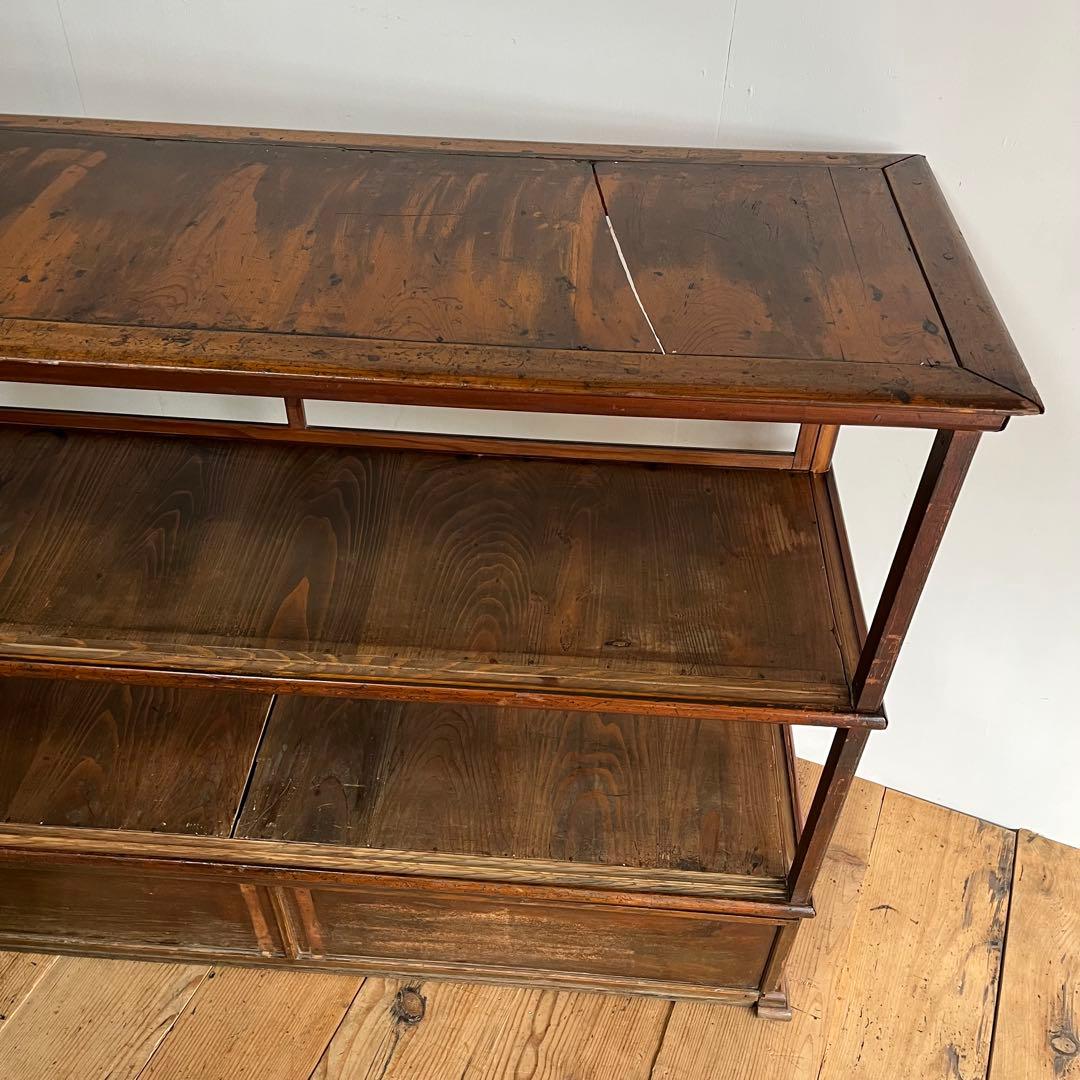 アンティーク ガラス ショーケース カウンター ゆらゆらガラス 無垢材 店舗什器