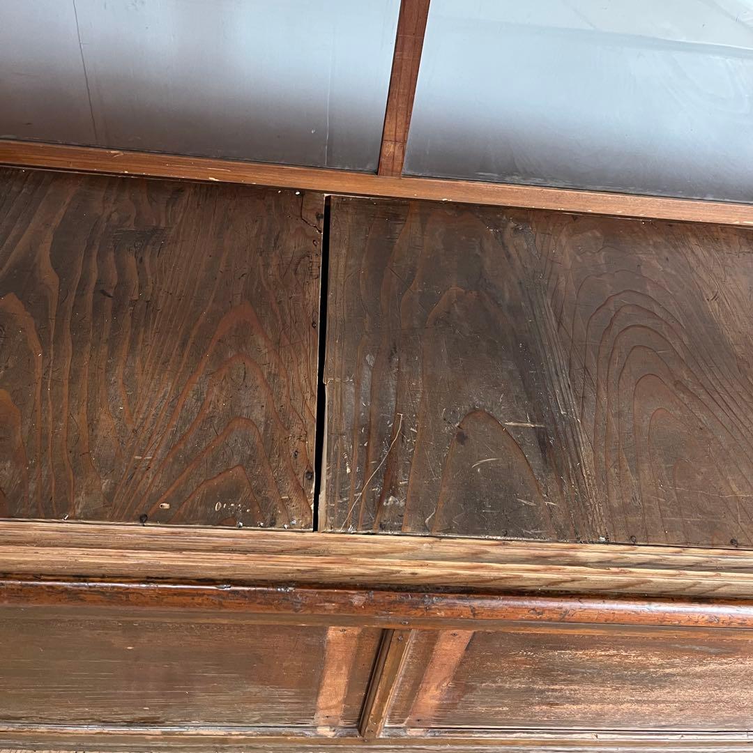 アンティーク ガラス ショーケース カウンター ゆらゆらガラス 無垢材 店舗什器