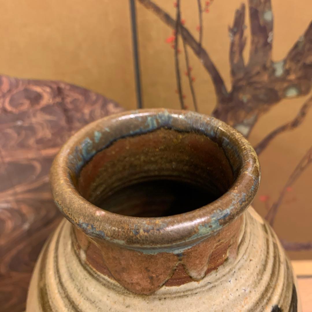 壺屋焼　笑魚　大海老　花瓶　金城次郎　アンティーク　117