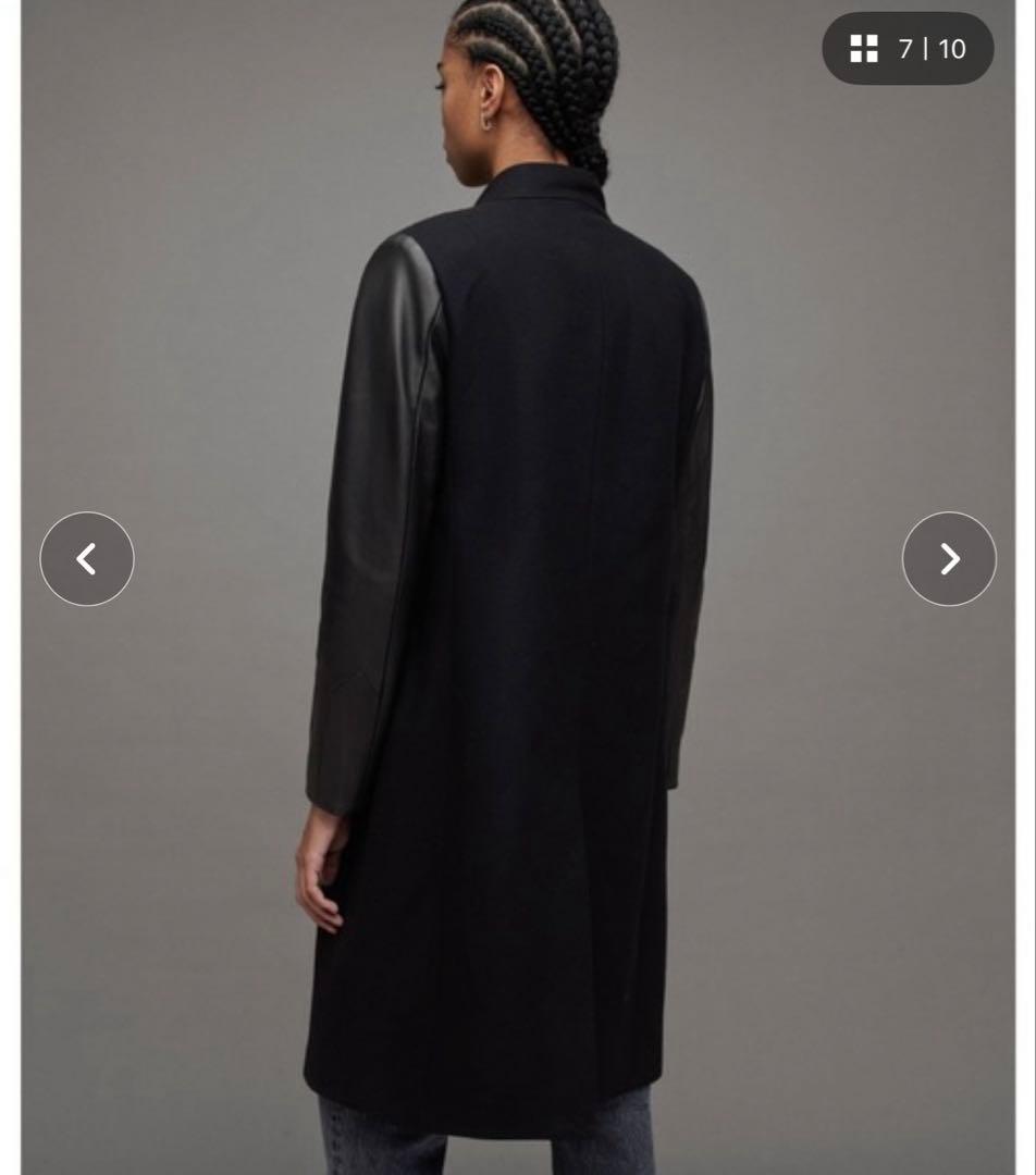 ALLSAINTS SIDNEY ウールカシミヤレザーコート UK8