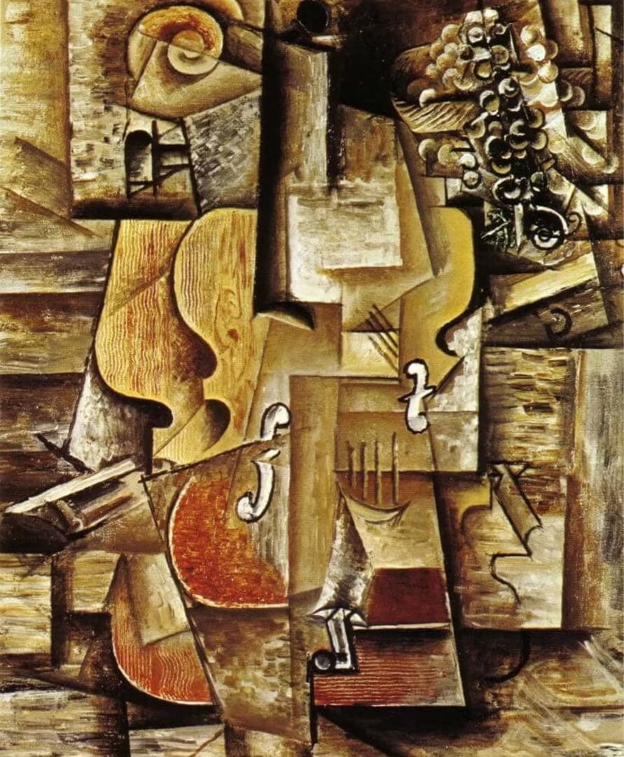 肉筆☆油絵☆F20号『バイオリンと葡萄』ピカソ/模写