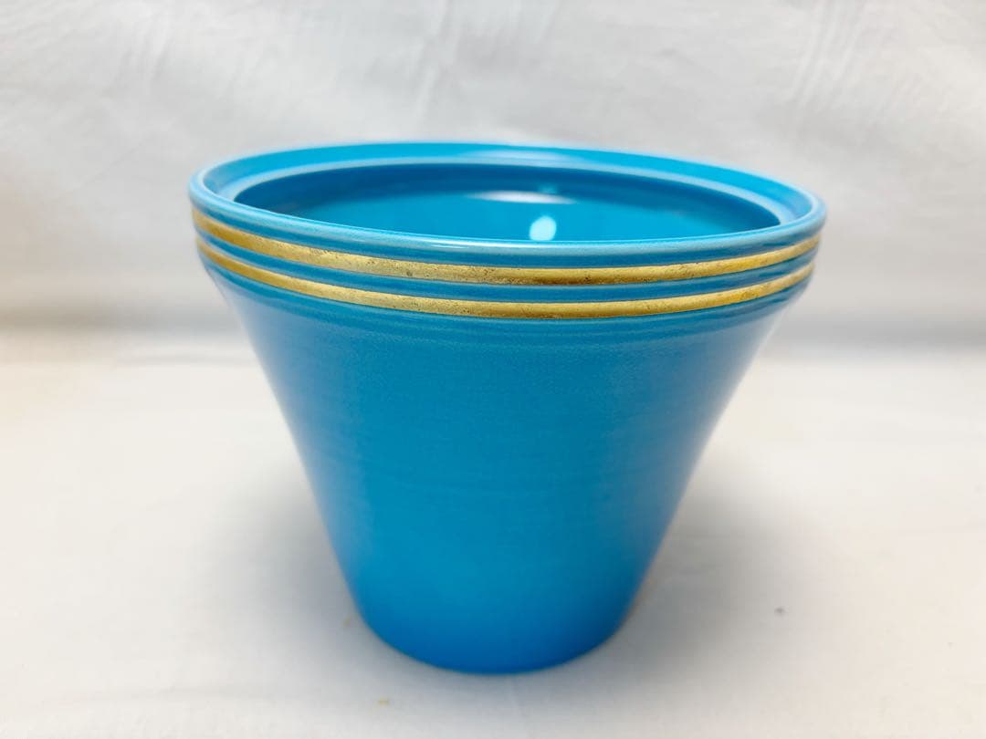 未使用 茶道具 御室窯 浅黄交趾 末広水指 水差し 陶印 共布 共箱