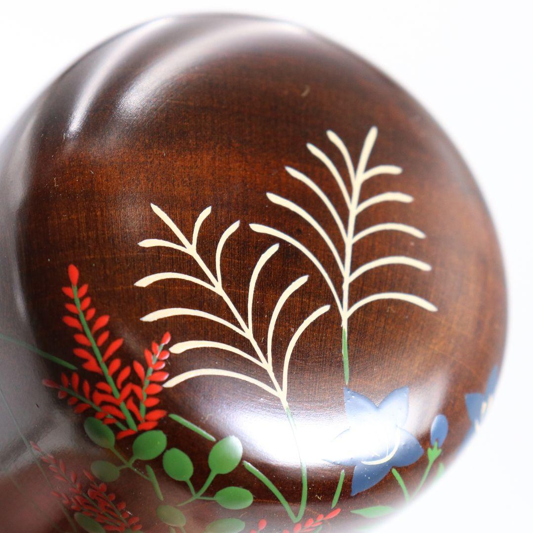 中村湖彩作 秋草絵 篭形香合 籠形 茶道具 共箱共布　rC797　N4