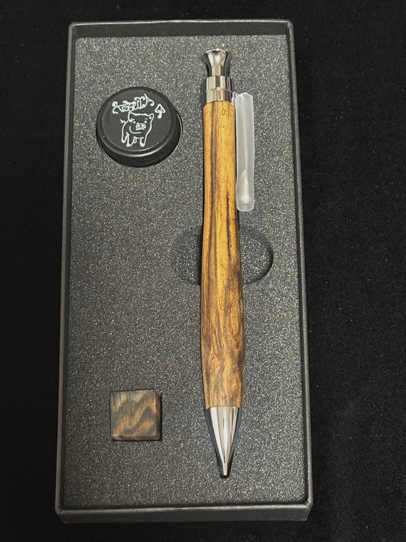 こぶた工房 シャープペンシル 黒柿孔雀杢0.5mm