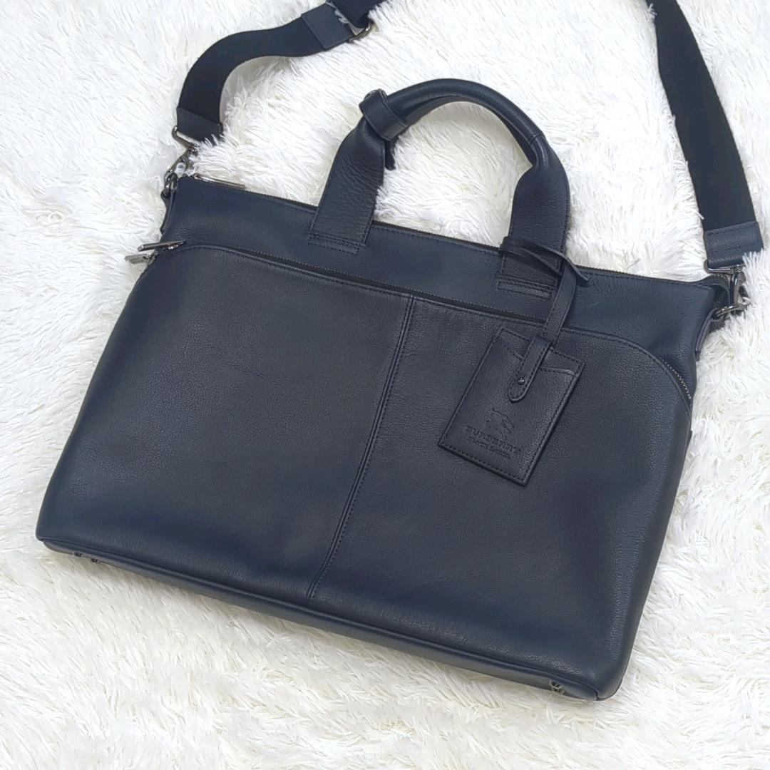 【未使用級】バーバリーブラックレーベル 豪華おまけ付 黒 レザー ビジネスバッグ