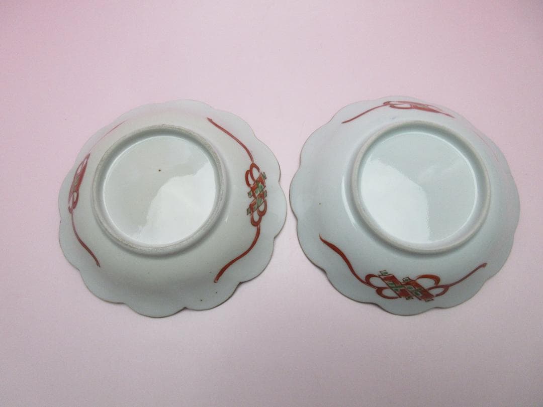 松竹梅 花鳥紋 祥瑞手風 小皿12枚 レトロ アンティーク MOR70627