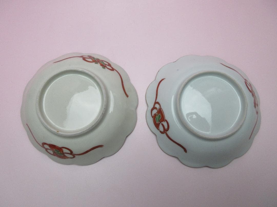 松竹梅 花鳥紋 祥瑞手風 小皿12枚 レトロ アンティーク MOR70627