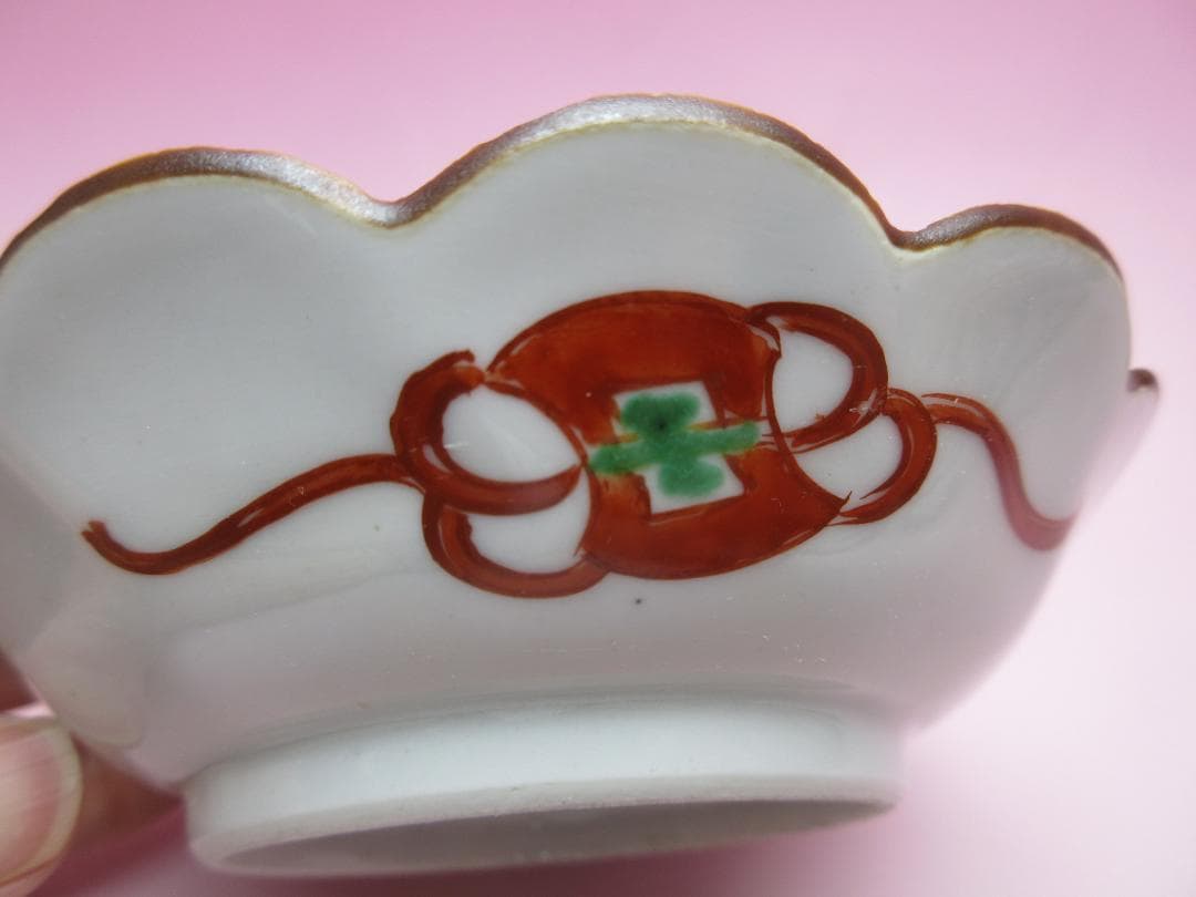 松竹梅 花鳥紋 祥瑞手風 小皿12枚 レトロ アンティーク MOR70627