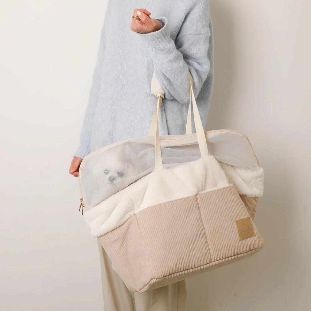 moncheri ペットカートコーデュロイファーバッグ