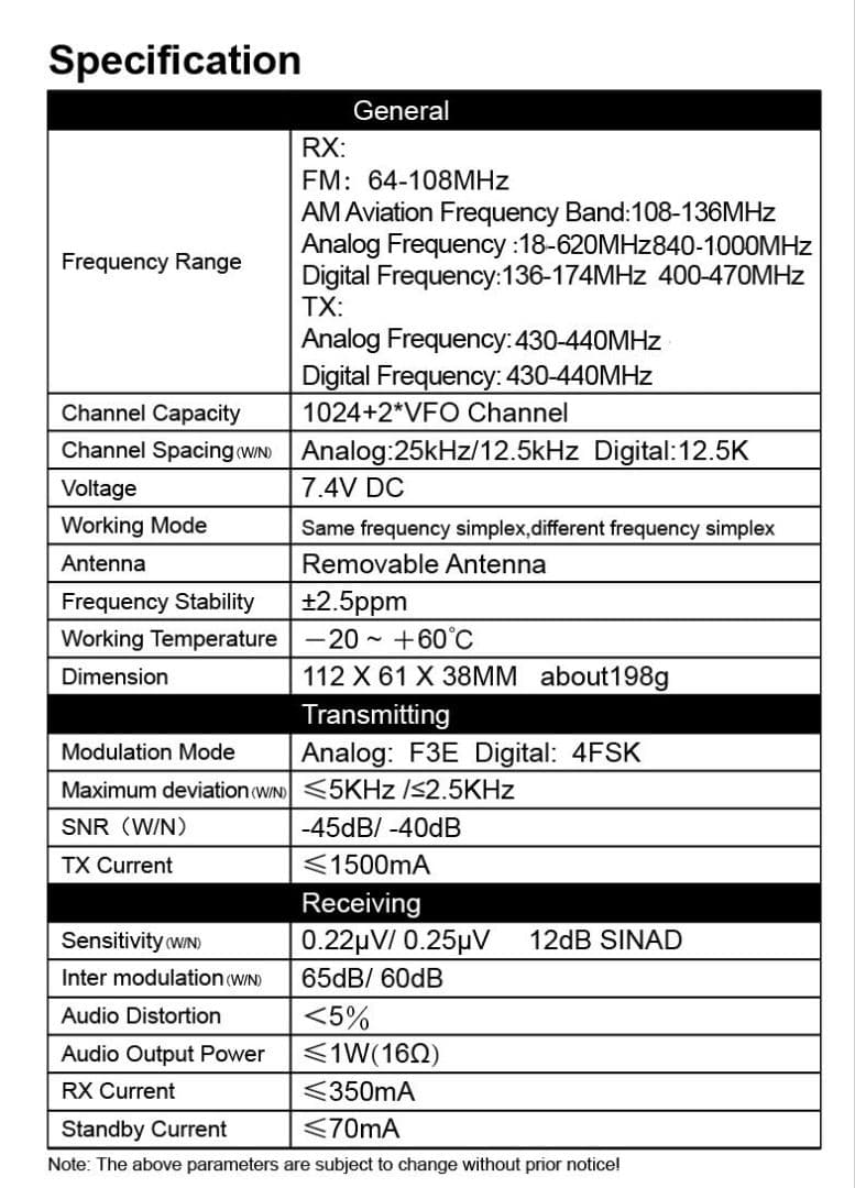 Radtel RT-4D JU 430MHz DMR/FM無線機☆広帯域受信対応