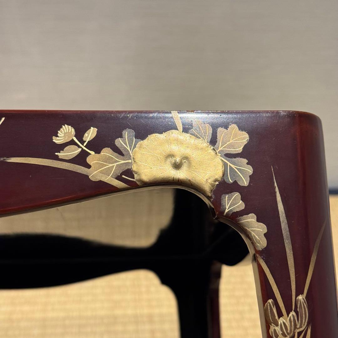 溜塗 堅地 螺鈿 蒔絵 総和台 お膳台 3段重 入れ子式/お重台木製大正昭和輪島