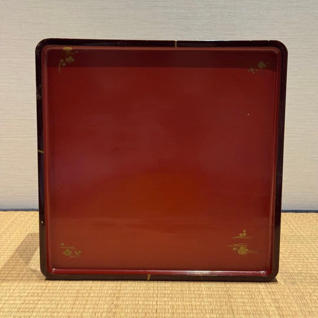 溜塗 堅地 螺鈿 蒔絵 総和台 お膳台 3段重 入れ子式/お重台木製大正昭和輪島