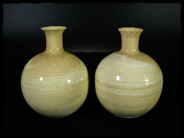 萩名工 12代 田原 陶兵衛 萩焼 酒器 徳利 盃 猪口 共箱 c227