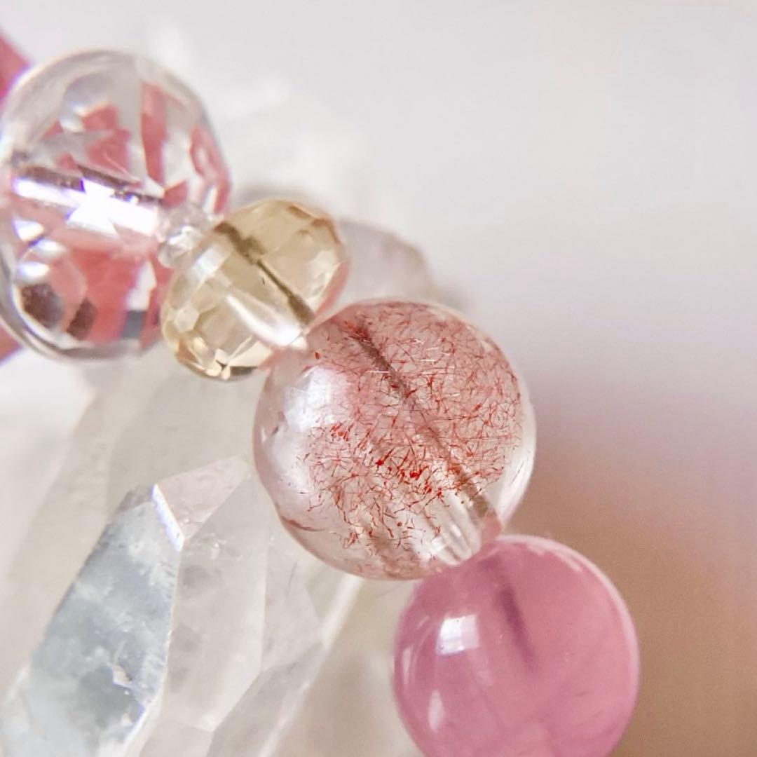 天然石★ブレスレット ストロベリークォーツ ♪ 371