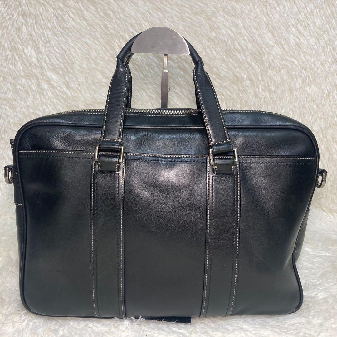 コーチ 2way ブラック レザー ビジネスバッグ 肩掛け斜め掛け F70021