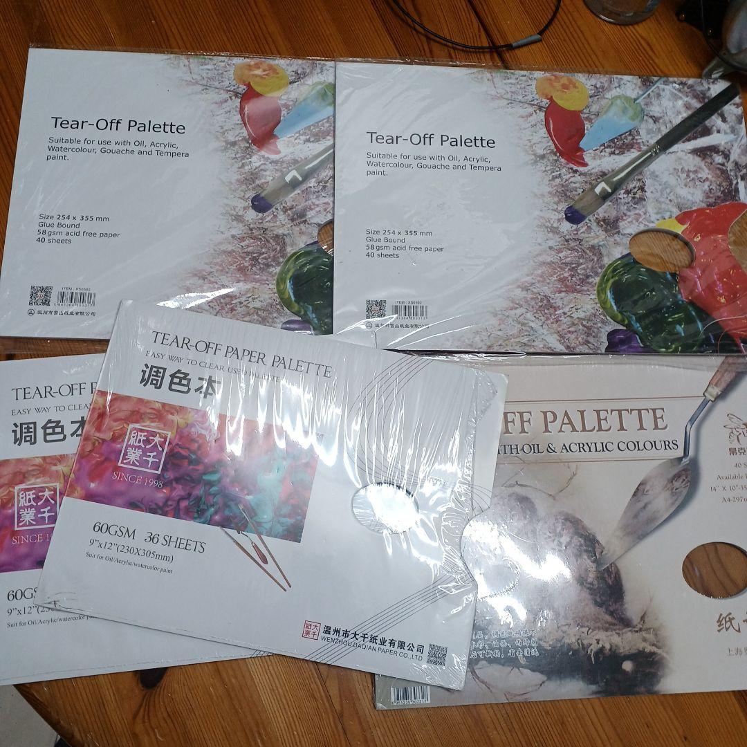 ペーパーパレット５点　油彩画・アクリル画・水彩画用 +　油画紙　８点 セット