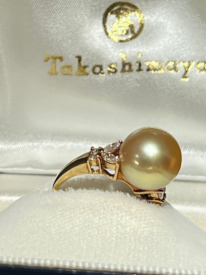 K18南洋ゴールデンパール　ダイヤリング