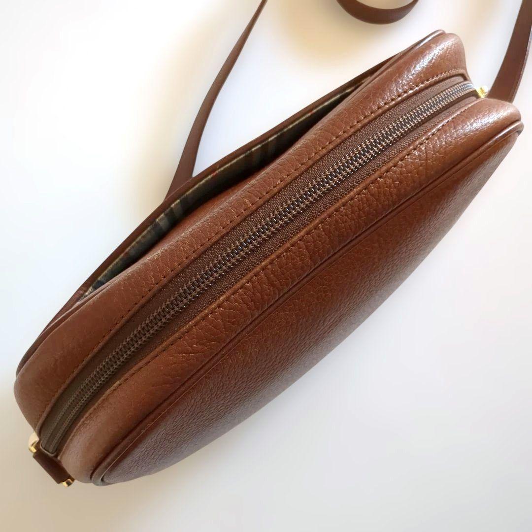 バーバリーズ ショルダーバッグ ホースロゴ ノバチェック柄 ロゴ型押し シボ革