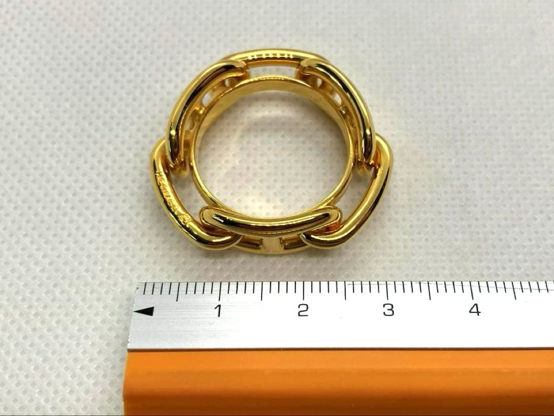 【美品】HERMES　エルメス　スカーフリング　シェーヌダンクル　ゴールド