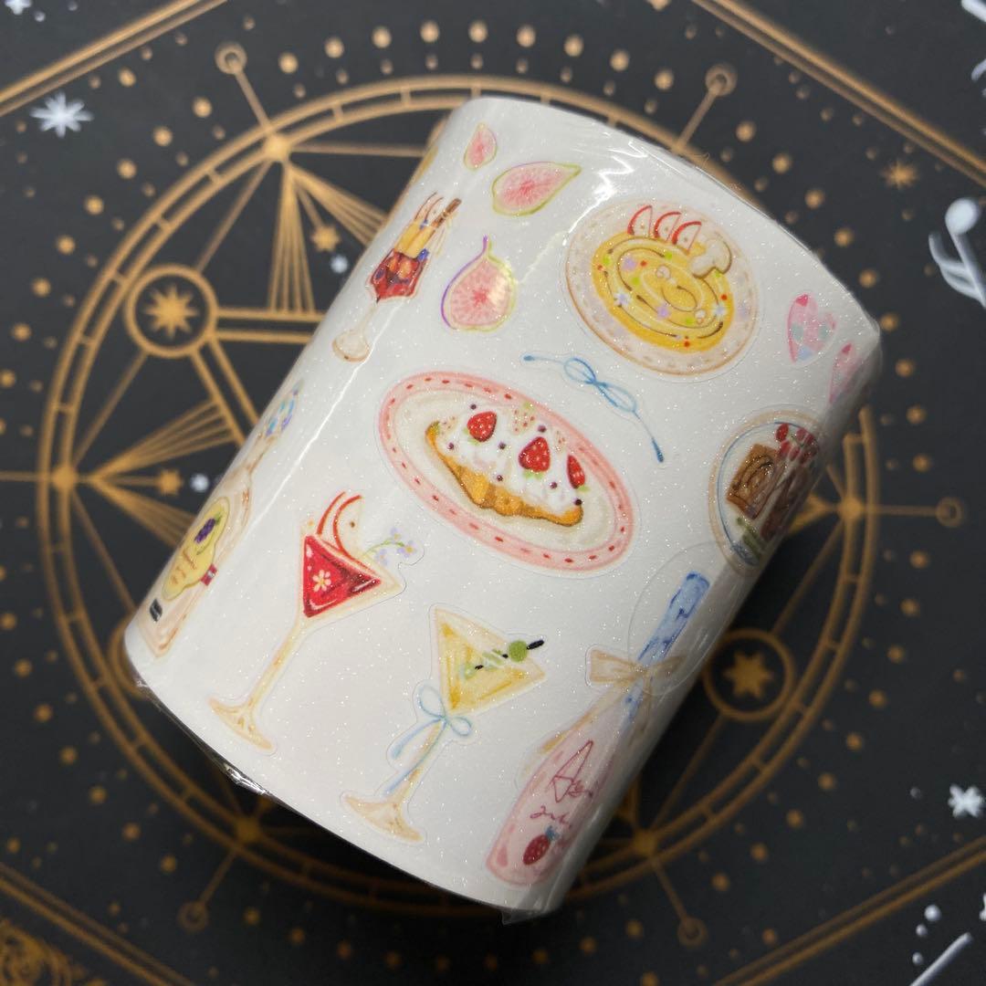 【8916】海外　マステ　5.18m巻　ラメ加工カッティング　デザート　食べ物