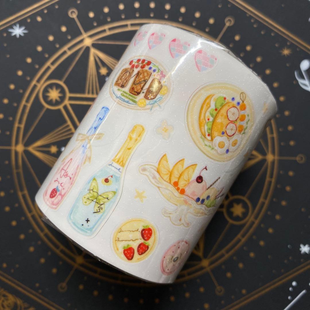 【8916】海外　マステ　5.18m巻　ラメ加工カッティング　デザート　食べ物