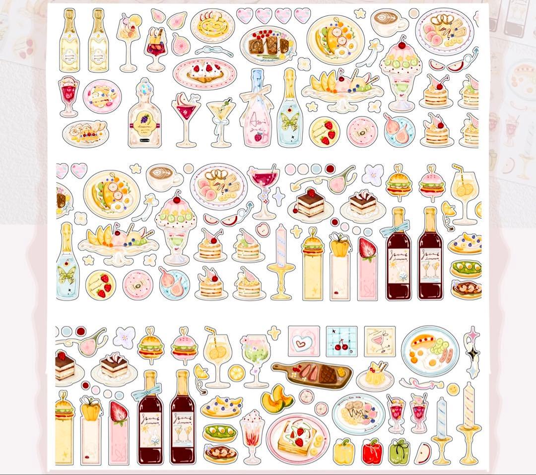 【8916】海外　マステ　5.18m巻　ラメ加工カッティング　デザート　食べ物