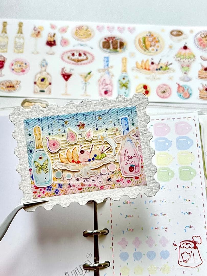 【8916】海外　マステ　5.18m巻　ラメ加工カッティング　デザート　食べ物