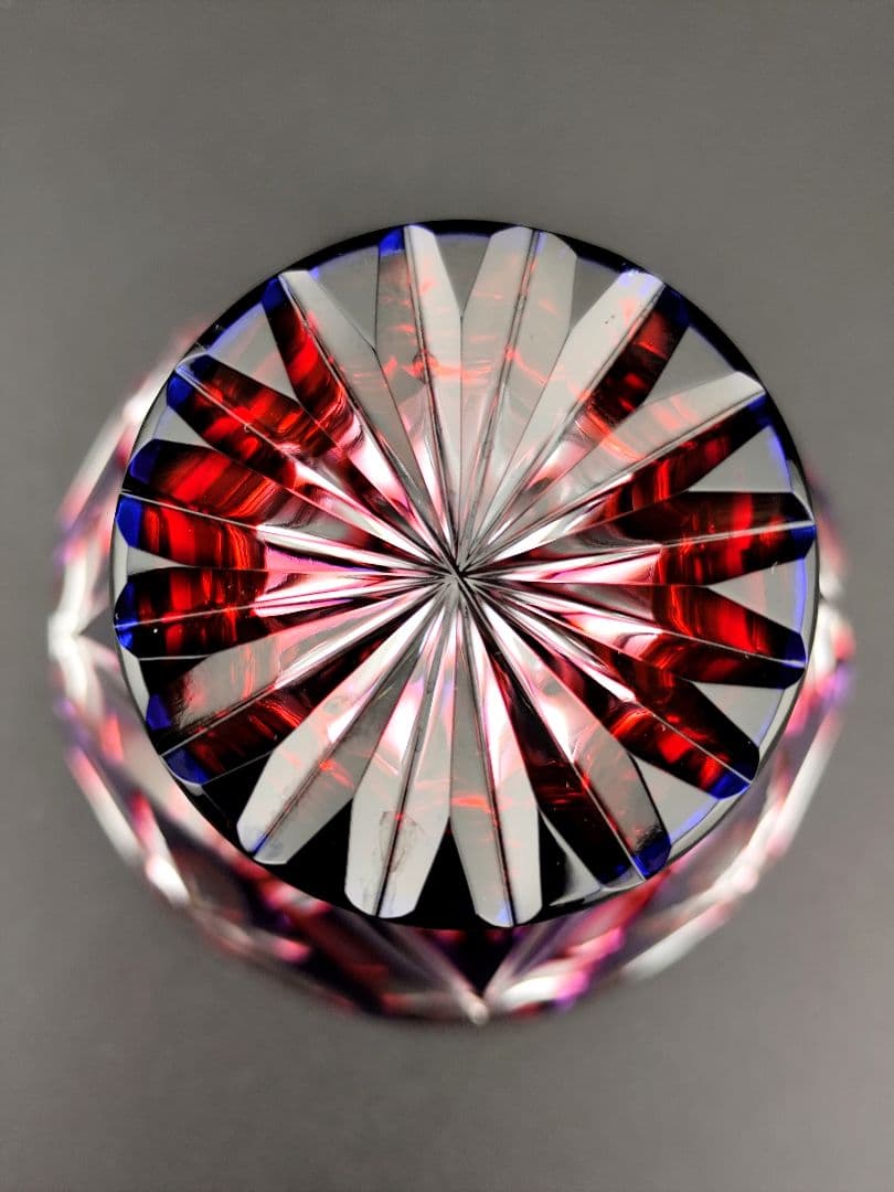 定価45100円☆未使用☆薩摩切子 二色被せ 脚付盃（切子、江戸切子、薩摩切子）