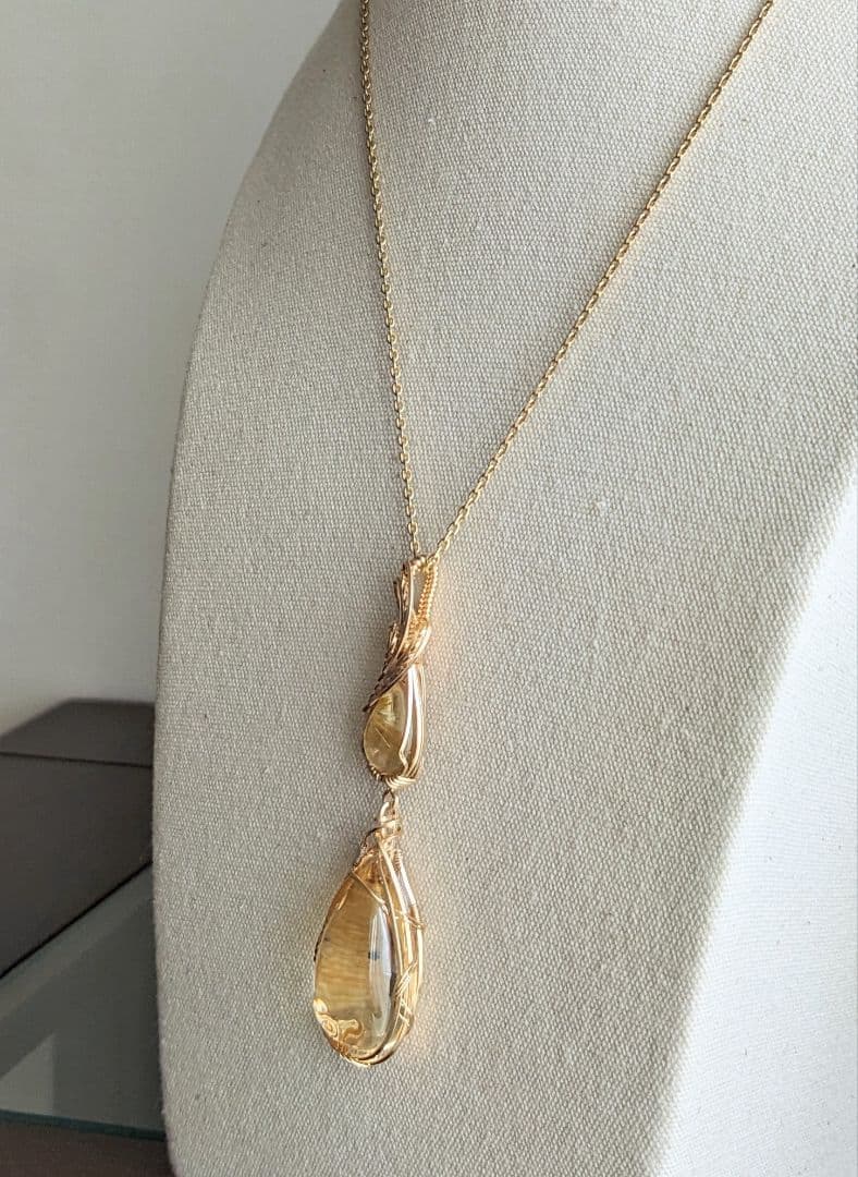 【専用】K14gfゴールデンルチル&ロマネサイトinシトリンペンダントT他1点