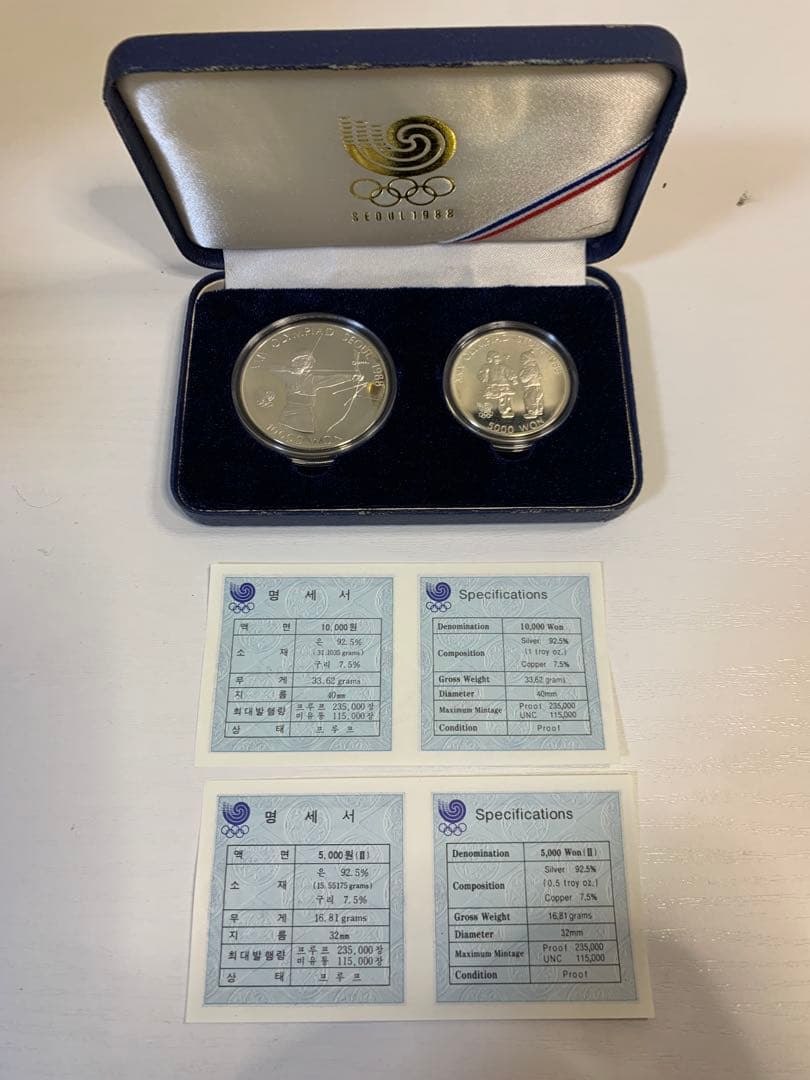 1988年ソウルオリンピック 記念硬貨 2枚シルバー 保証書 記念